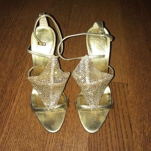 Gold Giuseppe heels w rhinestones